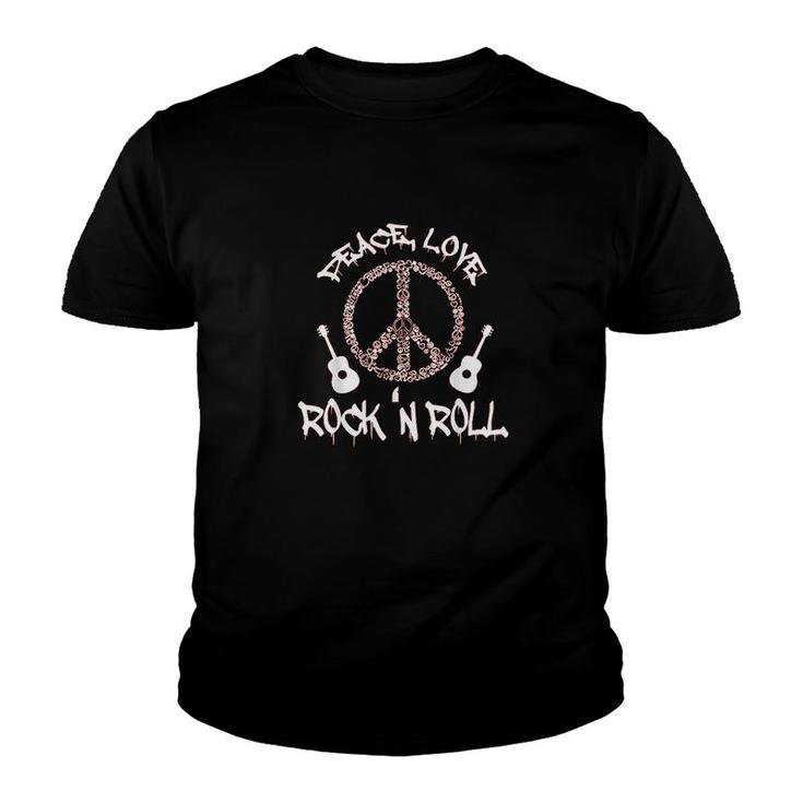 Funny Rock'n Roll Gift Peace Love And Rock And Roll Youth T-shirt