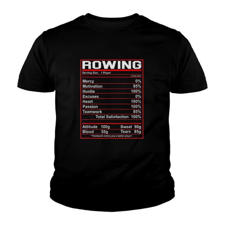 Funny Rowing Nutrition Facts Rower Team Youth T-shirt