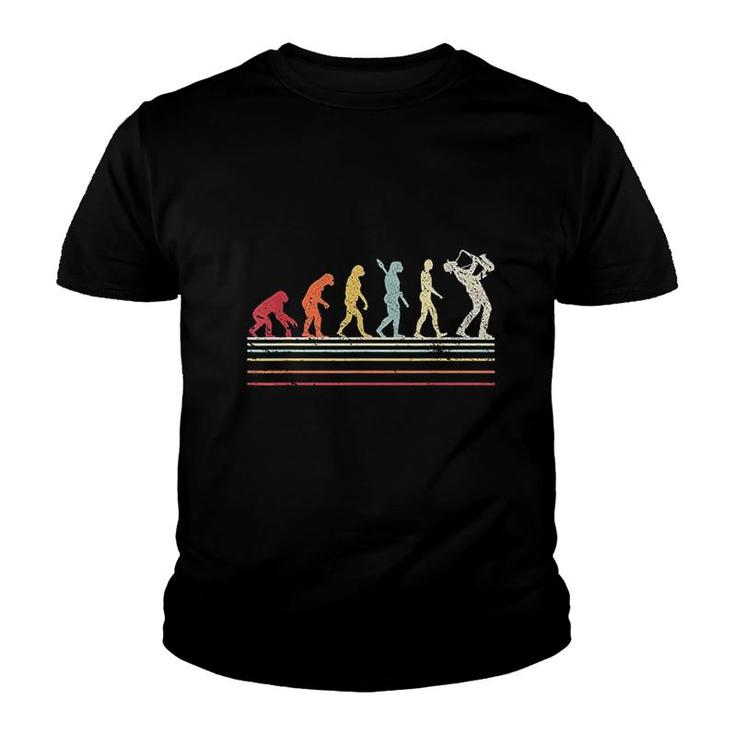 Funny Saxophone  Retro Vintage Evolution Of Man Youth T-shirt