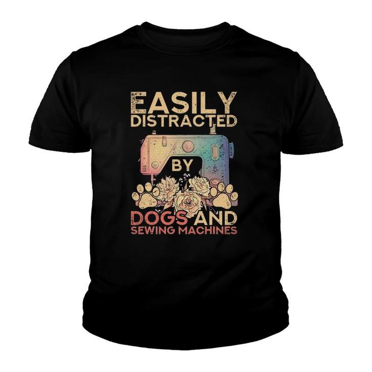 Funny Sewer Dog Lover Seamstress Sewing Machine Sewing Youth T-shirt