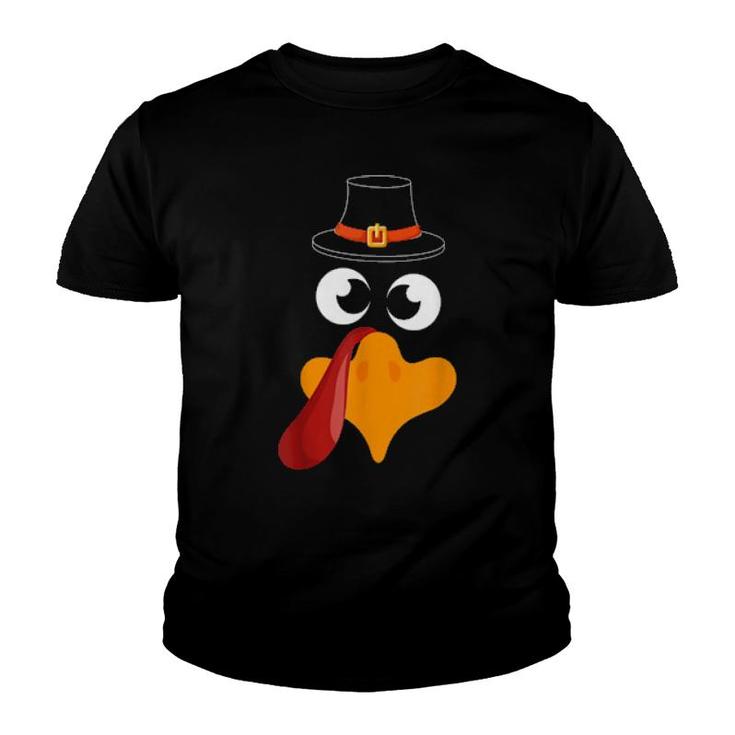 Funny Thanksgiving Fall Joke Silly Turkey Face Thanksgiving  Youth T-shirt