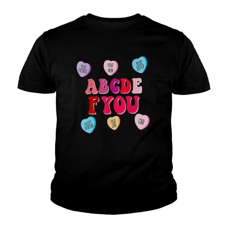 Funny Valentine's Day Hearts Abcdefu Women Men Valentine Youth T-shirt