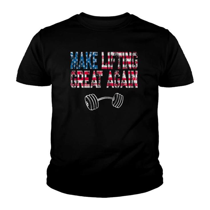 Funny Weight Lifting Design Make Lifting Great Again Youth T-shirt