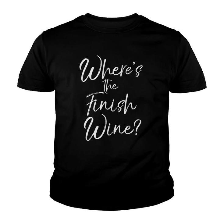 Funny Wine Runner Race Where's The Finish Wine Tank Top Youth T-shirt
