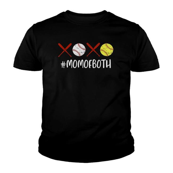 Funny Xoxo Mom Of Both Softball Mom Baseball Mom Mothers Day Youth T-shirt