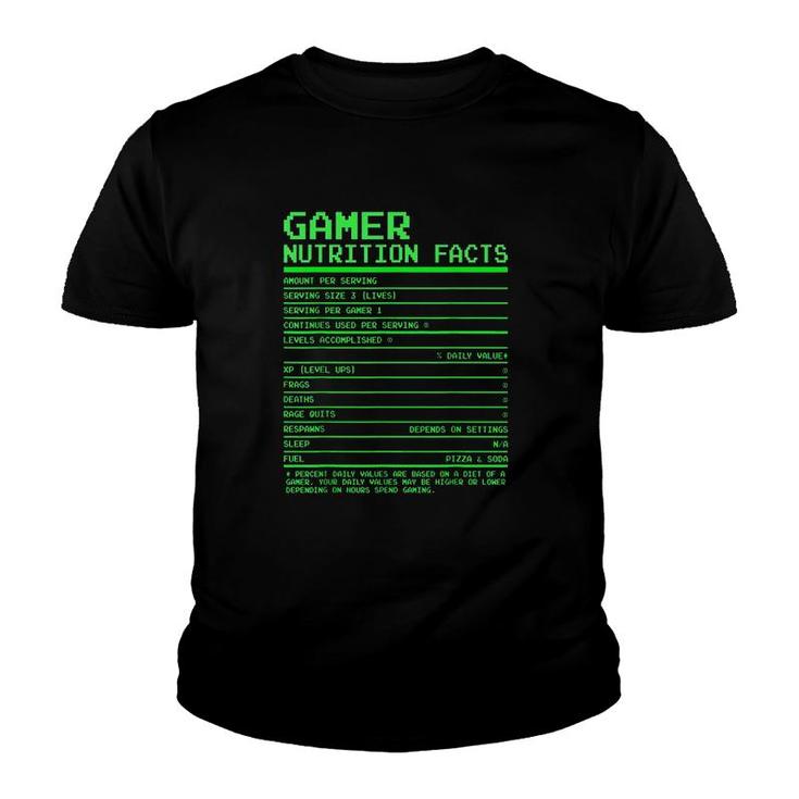 Gamer Nutrition Facts Gifts Youth T-shirt