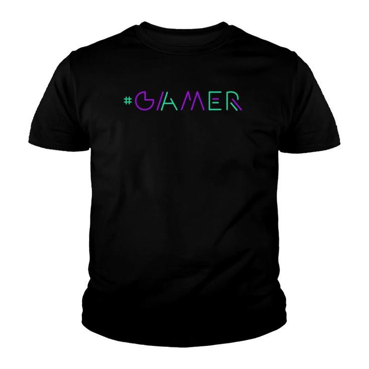 Gamer Retro Gaming Gamer & Video Game Lover Green-Purple Youth T-shirt