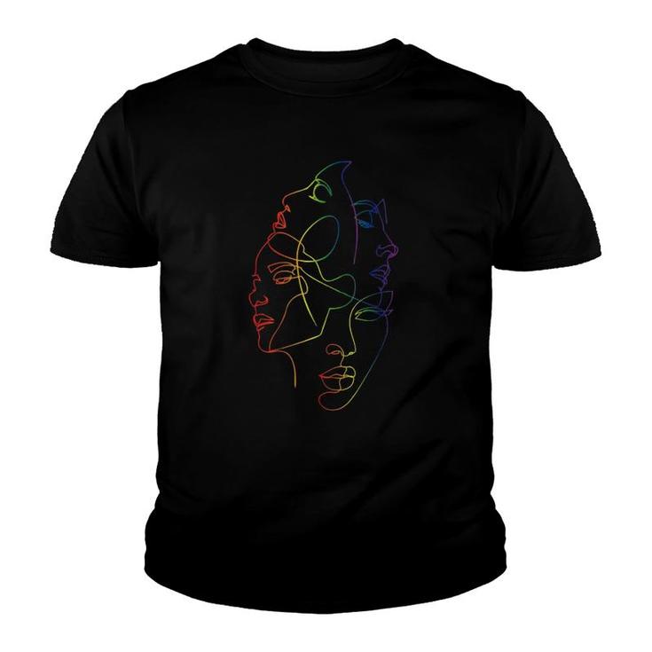Gay Face Pride Rainbow Flag Proud Lgbtq Cool Lgbt Ally Gift Youth T-shirt