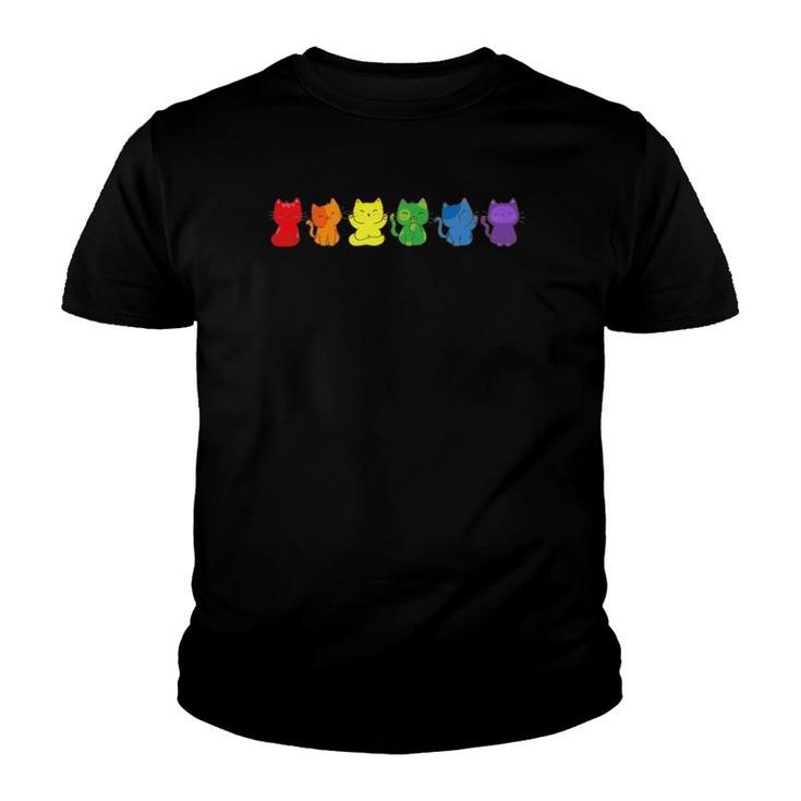 Gay Pride Cats Lgbt Men Women Gift Youth T-shirt
