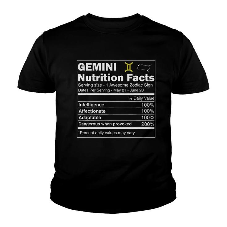 Gemini Nutrition Astrology Zodiac Sign Horoscope Youth T-shirt