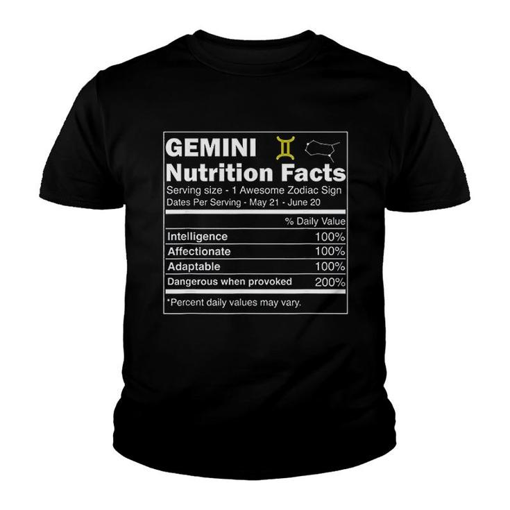 Gemini  Nutrition Astrology Zodiac Sign Horoscope Youth T-shirt