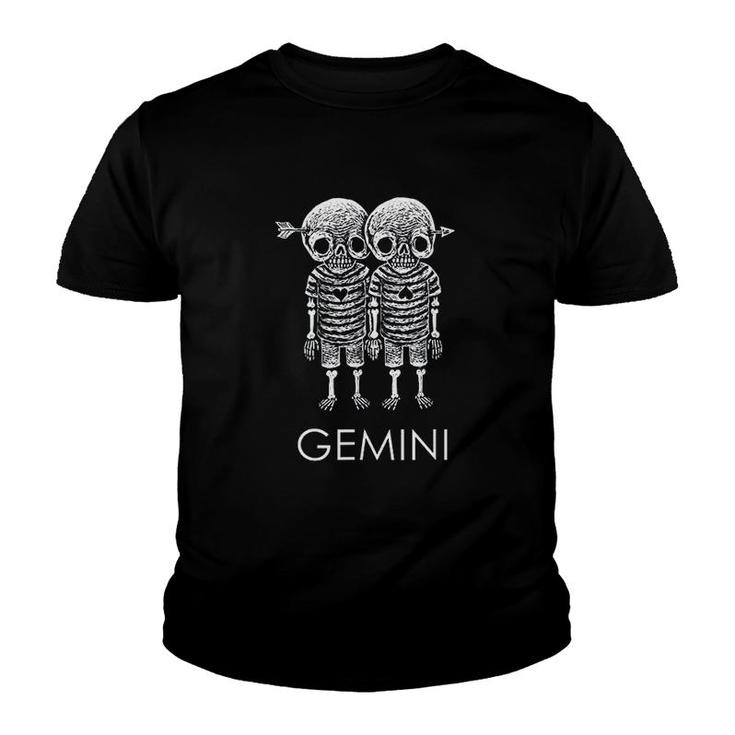 Gemini Skeleton Twins Gothic Gemini Youth T-shirt