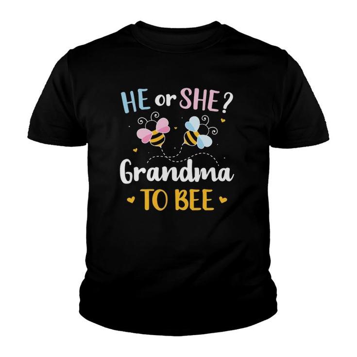 Gender Reveal He Or She Grandma Matching Family Baby Party Youth T-shirt