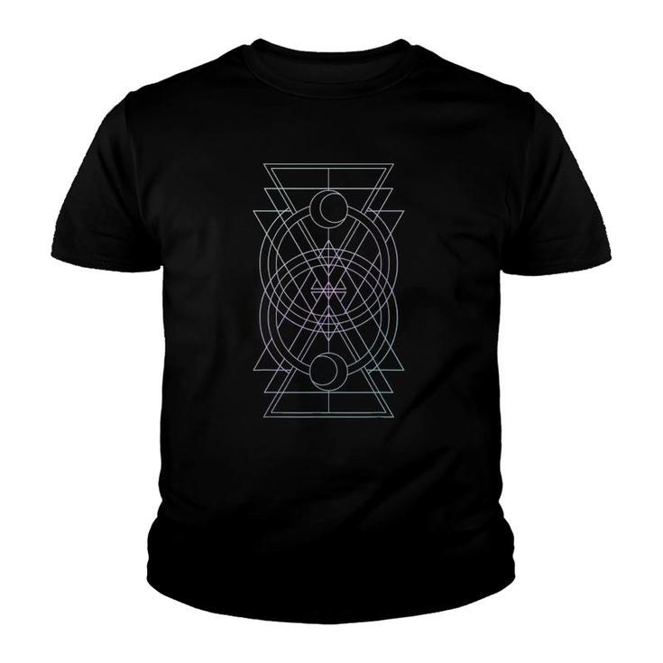 Geometric Shapes Purple To Blue Gradient Graphic Youth T-shirt