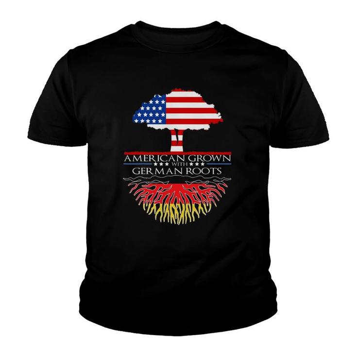 German Roots American Grown Tree Flag Usa Germany Youth T-shirt