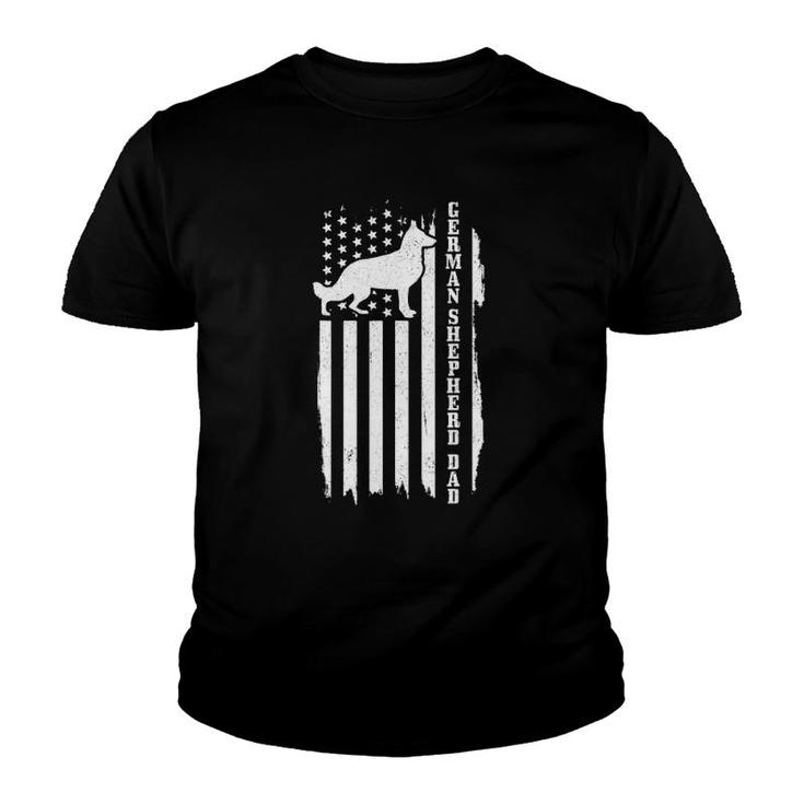 German Shepherd Dad Vintage American Flag Patriotic Dog Youth T-shirt