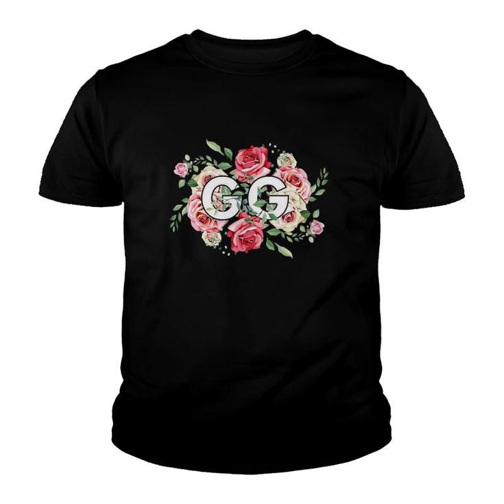 Gg Great Grandmother Floral Flowers Version Youth T-shirt
