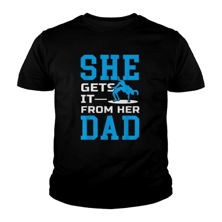 Girls Wrestling Dad Father Wrestler Sports Gift Youth T-shirt