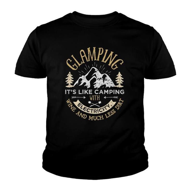 Glamping Definition Glamper Women Men Wine Funny Camping  Youth T-shirt