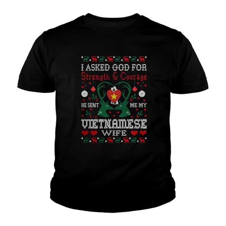 God Sent Vietnamese Wife Christmas Ugly Sweater Sweatshirt Youth T-shirt