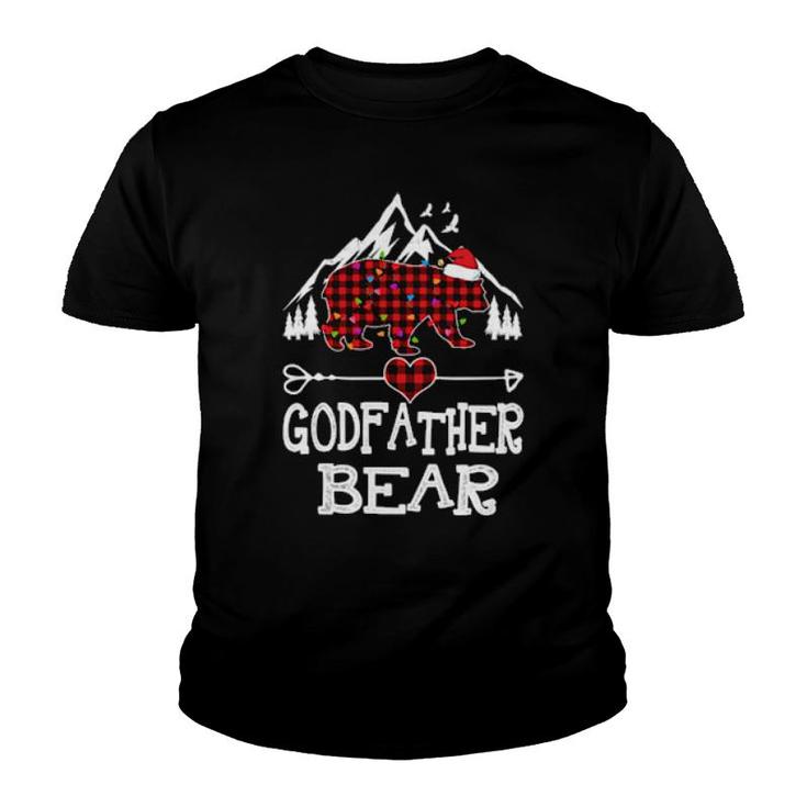 Godfather Bear Pajama Red Buffalo Xmas Family  Youth T-shirt