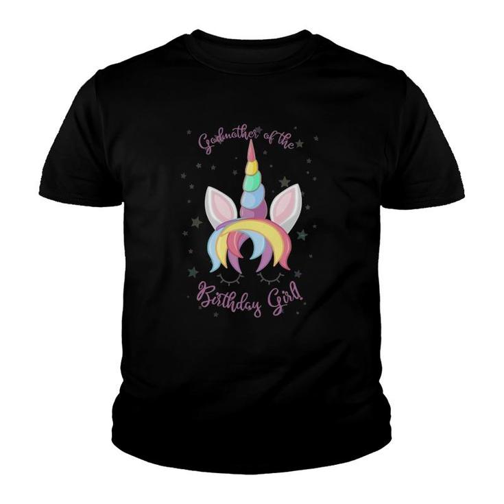 Godmother Of The Birthday Girl Unicorn Face Youth T-shirt