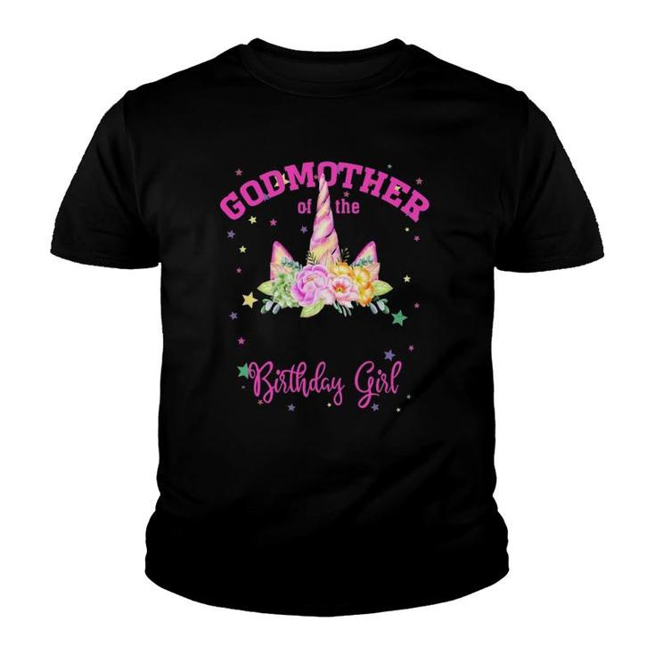Godmother Of The Birthday Girl Unicorn Lashes Gift Youth T-shirt