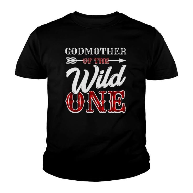 Godmother Of Wild One Buffalo Plaid 1St Birthday Matching Youth T-shirt