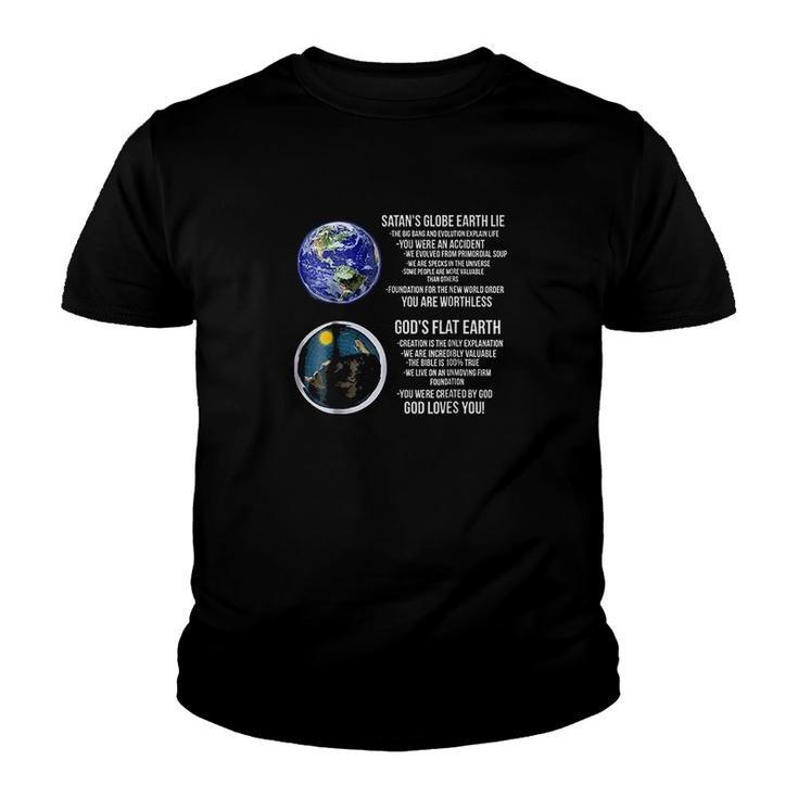 God's Flat Earth Vs. Satan's Globe Earth Lie T-Shirt God's Flat Earth Vs. Satan's Globe Earth Lie T-Shirt