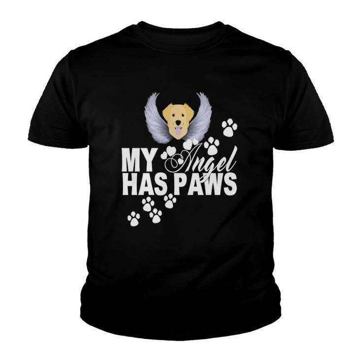 Golden Retriever Dog Gift My Angel Has Paws Love Memorial Youth T-shirt