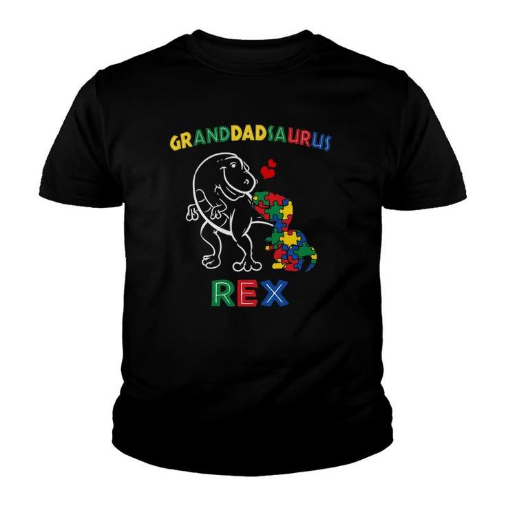 Granddadsaurus Autism Awareness Granddad Dinosaur Grandpa Youth T-shirt