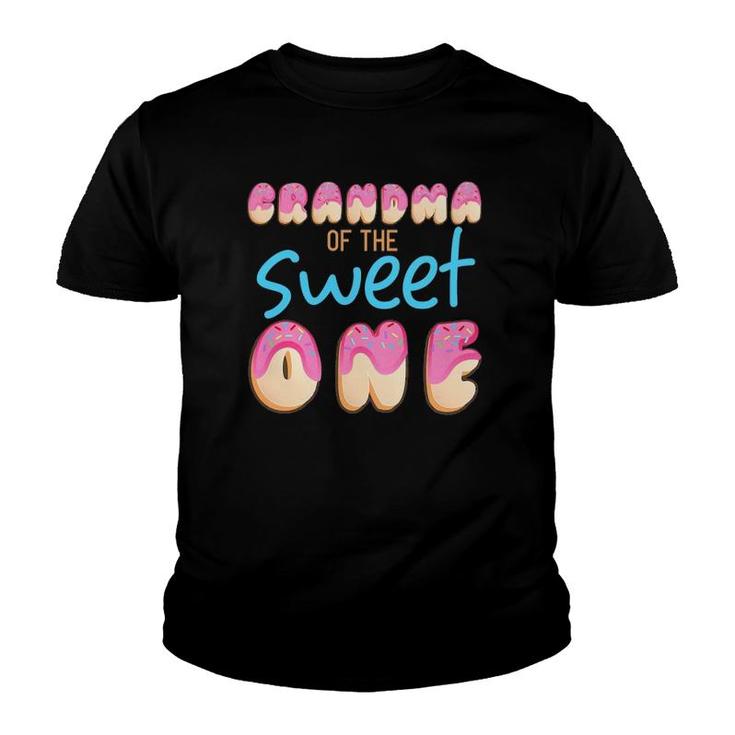 Grandma Of Sweet One First B Day Party Matching Family Donut Youth T-shirt
