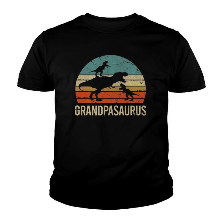 Grandpa Dinosaur Gift Funny Grandpasaurus 2 Two Grandkids Youth T-shirt
