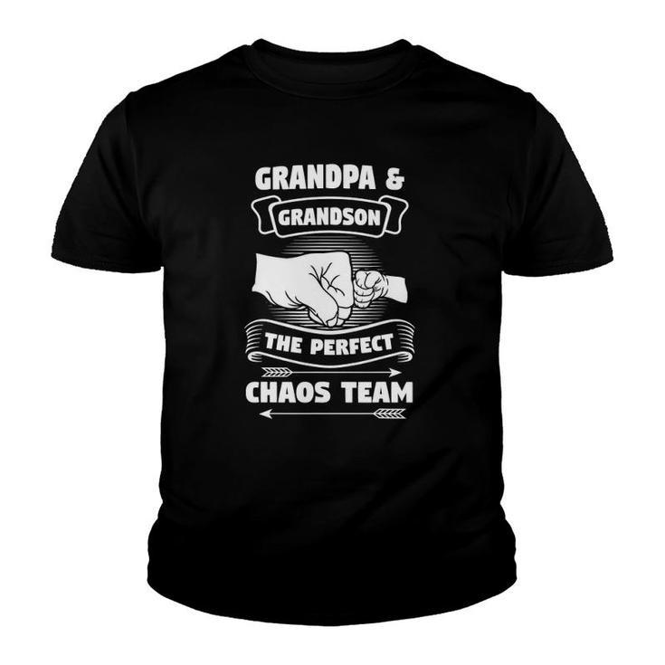 Grandpa Grandson A Perfect Chaos Team Grandparents Gift Youth T-shirt