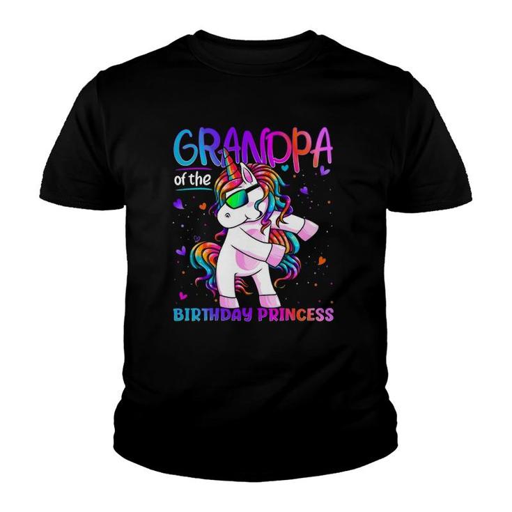 Grandpa Of The Birthday Princess Flossing Unicorn Mens Youth T-shirt