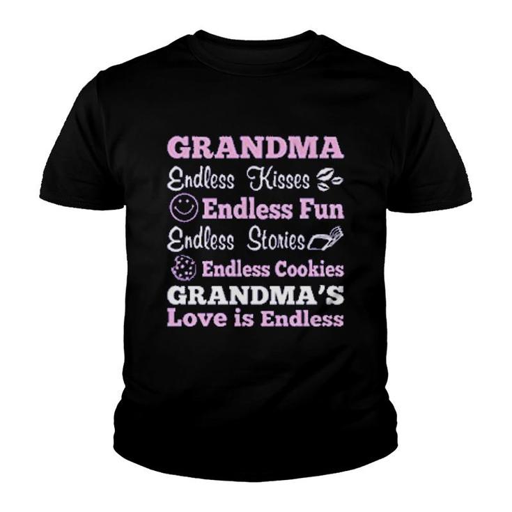 Grandparent Grandma Endless Kisses Youth T-shirt