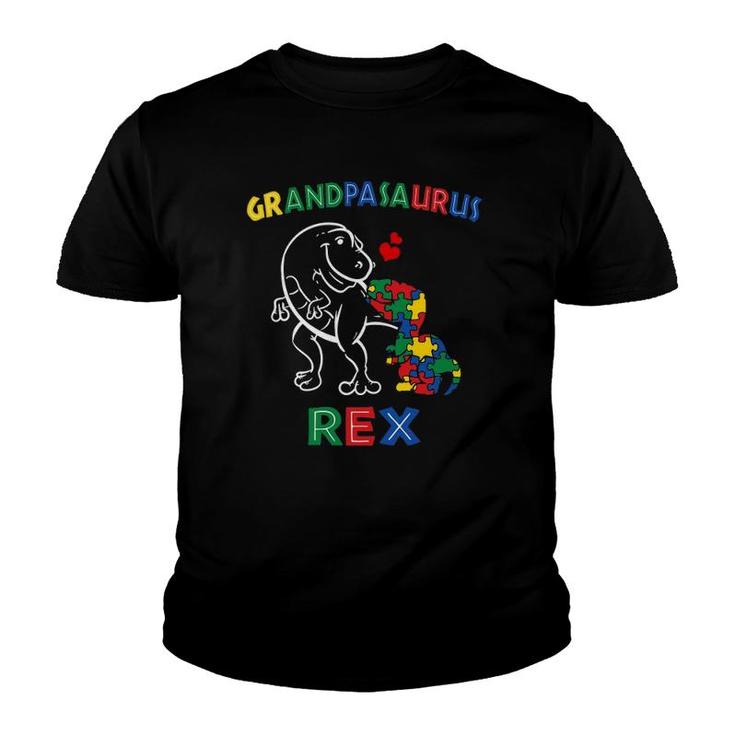 Grandpasaurus Autism Awareness Grandpa Dinosaur Grandfather Youth T-shirt