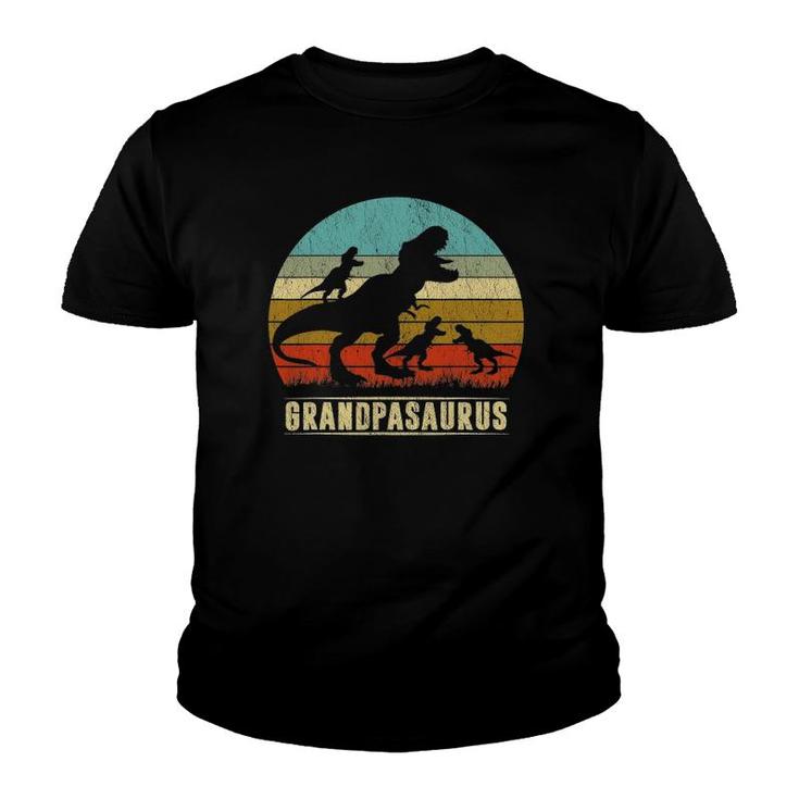 Grandpasaurus Rex Grandpa Dinosaur 3 Three Kids Father's Day Youth T-shirt
