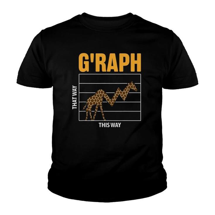 G'raph This Way That Way Funny Math Lover Giraffe Pun Youth T-shirt