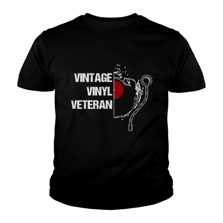 Great Vintage Vinyl Veteran Design Record Turntable Dj  Youth T-shirt