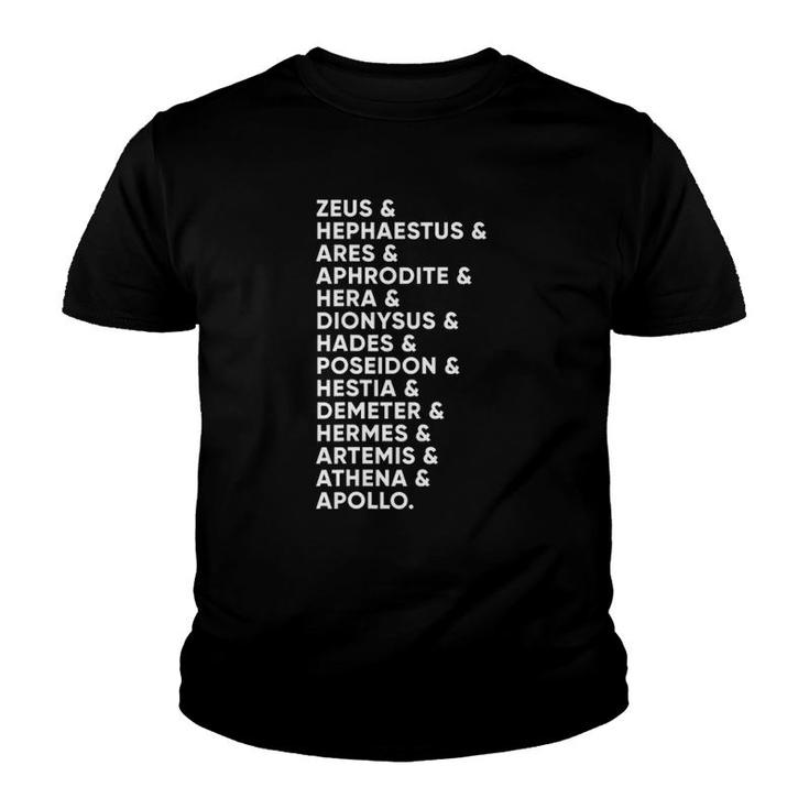 Greek Gods Mythology List Of Names Youth T-shirt