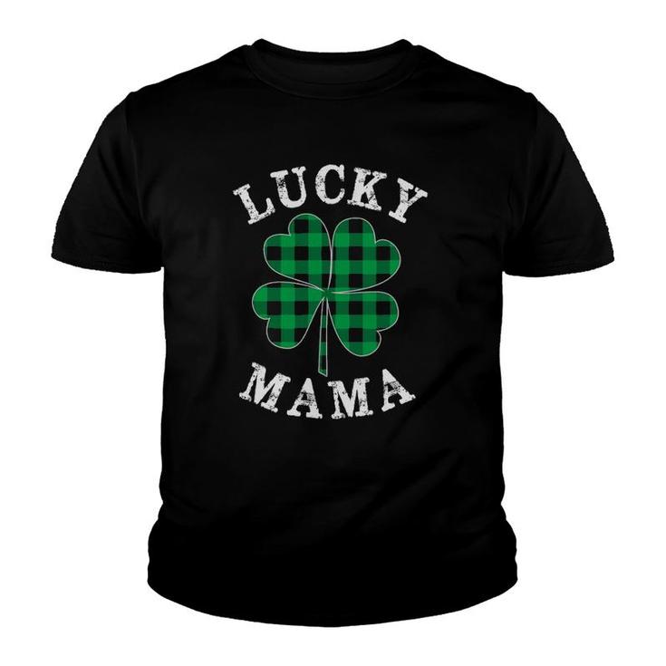Green Plaid Lucky Mama Matching Family Pajama St Patrick's Day Youth T-shirt