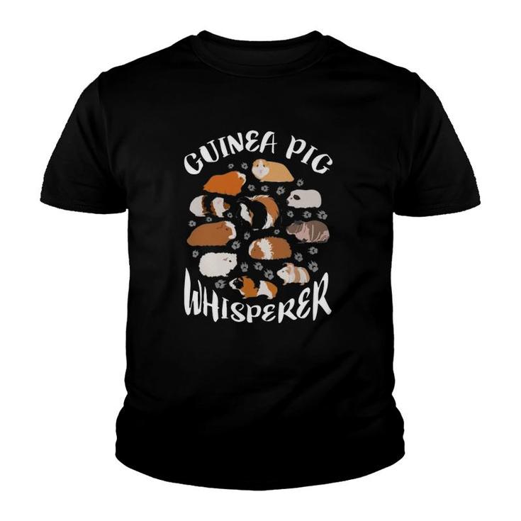 Guinea Pig Whisperer Types Of Guinea Pigs Cavy Paw Print Youth T-shirt