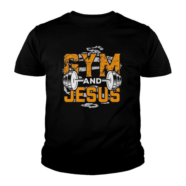 Gym And Jesus  Jesus Workout Jesus Christian Fitness Youth T-shirt