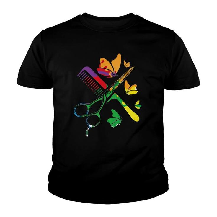 Hairdresser Gay Pride Lgbtq Scissors Cool Beautician Gifts Youth T-shirt