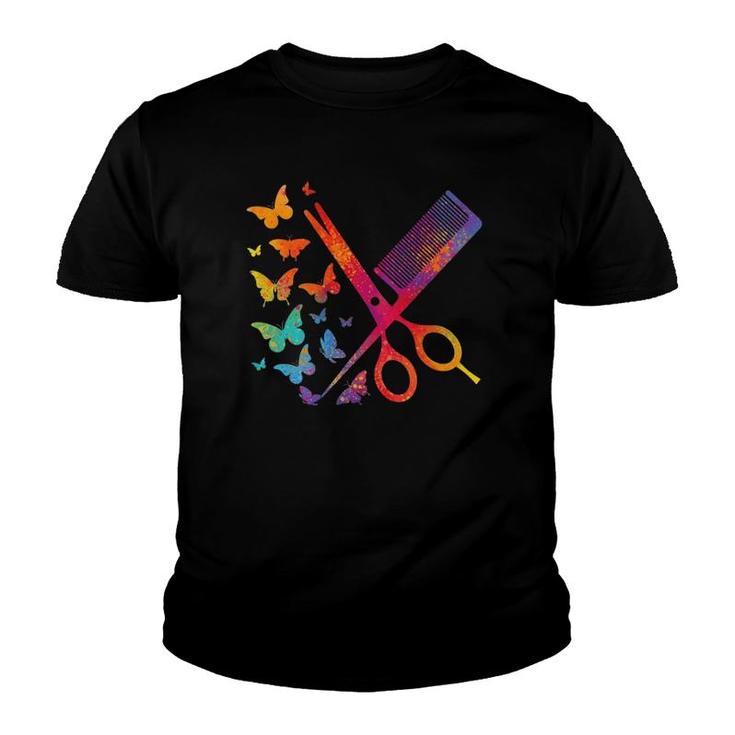 Hairdresser Hairstylist Scissors Comb Butterfly Youth T-shirt