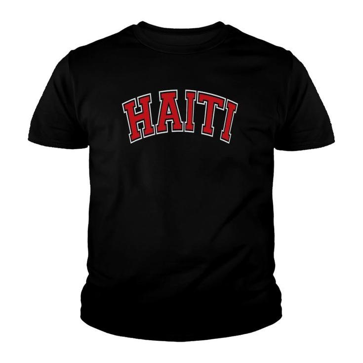 Haiti Varsity Style Red Text Youth T-shirt