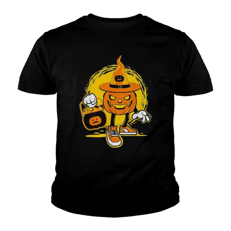 Halloween Pumpkin Game Design Character With Candies Youth T-shirt