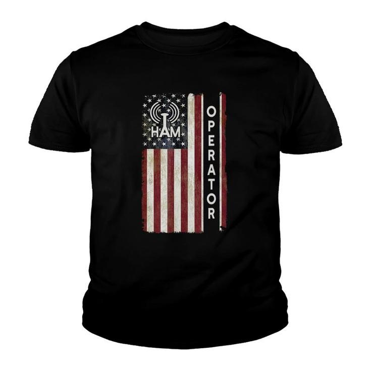 Ham Radio Operator  4Th July American Flag Veteran Gift Youth T-shirt