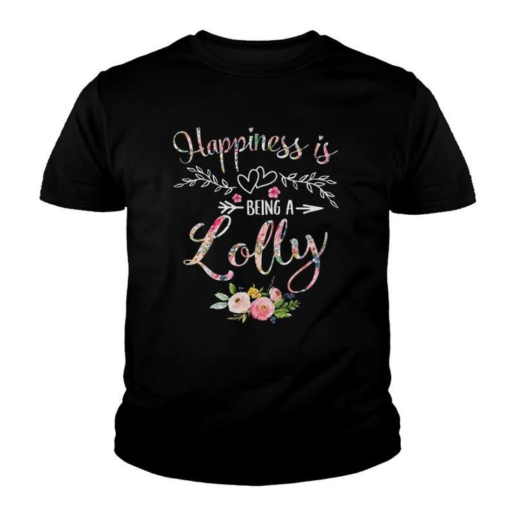 Happiness Is Being A Lolly Ever Women Floral Decor Grandma Youth T-shirt